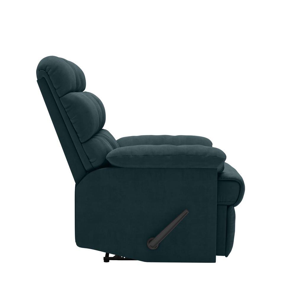 Deep Blue Microfiber Wall Hugger Recliner with Wood Frame