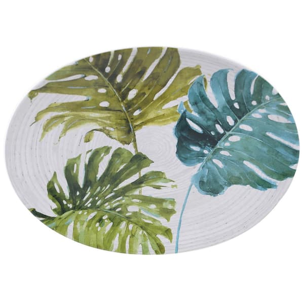 Certified International Palm Leaves Ceramic Oval Platter