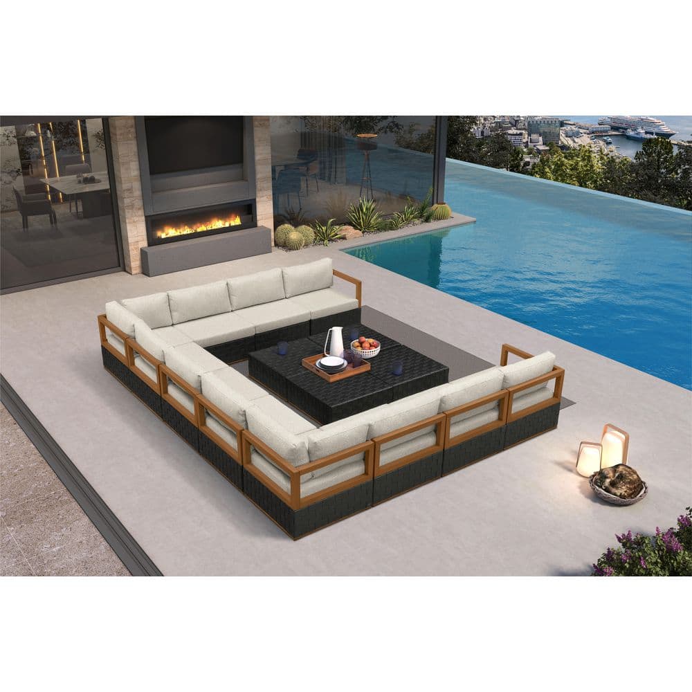 15 Pieces Patio Conversation Sets All Weather Outdoor Couch Sectional Set with Cushion Conversation Set Black price history on PriceWatchPro
