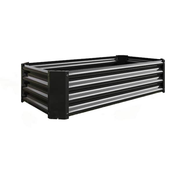 4 ft. x 2 ft. x 1 ft. Black Metal Raised Garden Bed Kit, Raised Bed Garden for Flower Planters, Vegetables, Herb