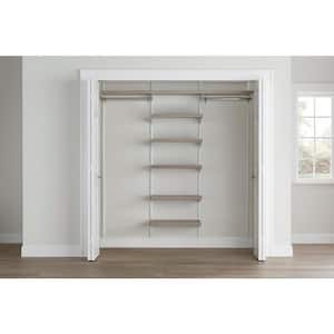 Genevieve 6 ft. Gray Adjustable Closet Organizer Double Long Hanging Rods with 6 Shelves