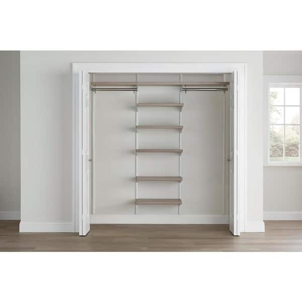 Everbilt Genevieve 8 ft. Gray Adjustable Closet Organizer Double Long and Short Hanging Rod with 3 Shelves and 6 Drawers