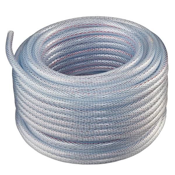 3/8 in. I.D. x 1/2 in. O.D. x 100 ft. Braided Clear Non Toxic, High Pressure, Reinforced PVC Vinyl Tubing