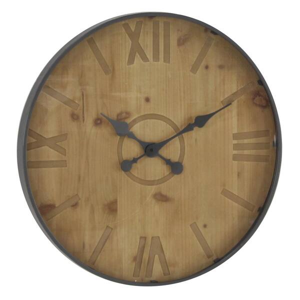 Litton Lane 24 in. Rustic Round Wall Clock