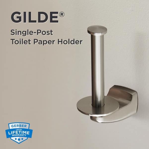 Gilde Wall-Mount Single Post Toilet Paper Holder in Brushed Nickel