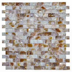 Yellow Tone 12 in. x 12 in. Rectangle Glossy Mother of Pearl Tile for Kitchen Backsplash Bathroom(1 sq. ft./Each)