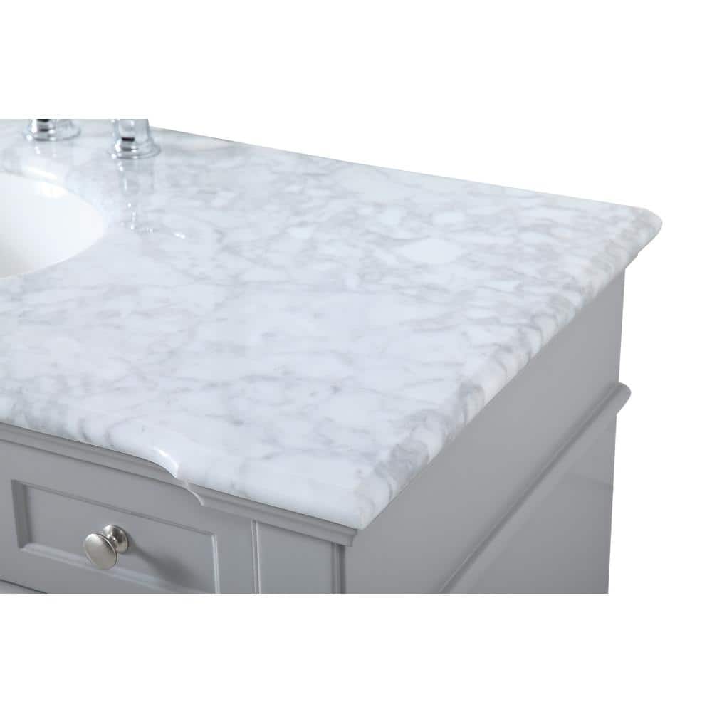Wesley 48" Gray Solid Wood and Marble Single Bathroom Vanity