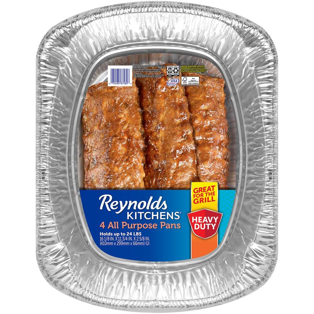 Reynolds Kitchens Heavy Duty Disposable Aluminum Roasting Pans with Li