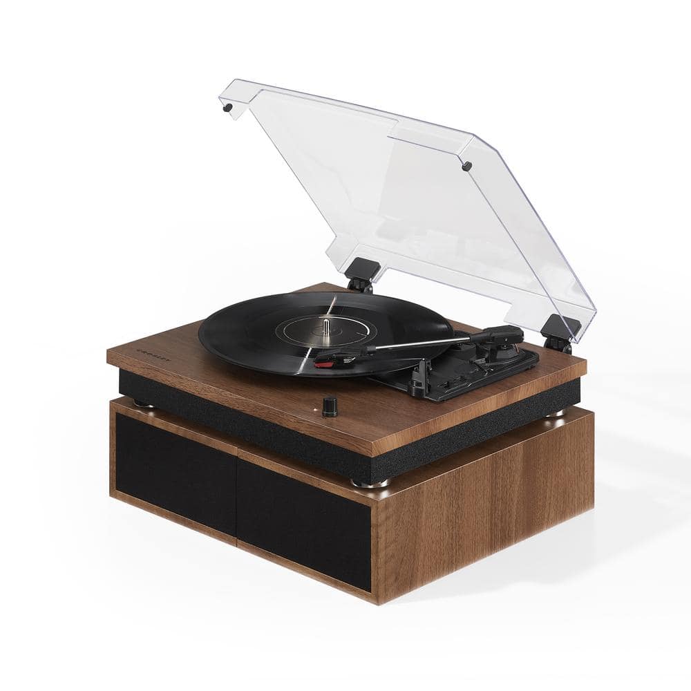 Walnut Belt Drive Bluetooth Vinyl Record Player with Modular Speakers