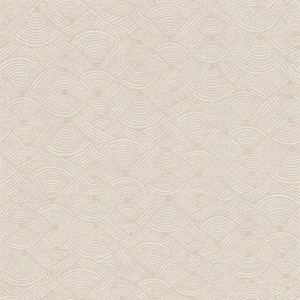 Fusion Collection Geometric Swirl Motif Beige/White Matte Finish Non-pasted Vinyl on Non-woven Wallpaper Sample