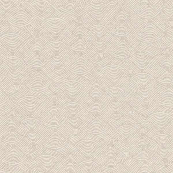Unbranded Fusion Collection Geometric Swirl Motif Beige/White Matte Finish Non-pasted Vinyl on Non-woven Wallpaper Sample