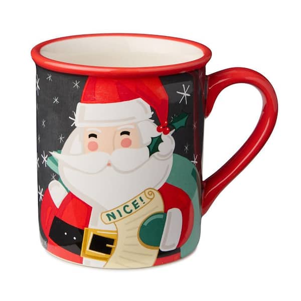Certified International Christmas Whimsy Santa 18 oz. Assorted Colors  Ceramic Mugs (Set of 4) 21706SET4