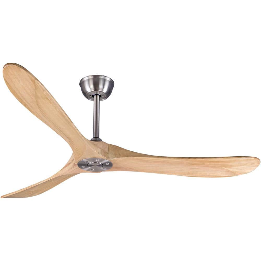 60 in. Smart Outdoor/Indoor Natural Ceiling Fan with Remote Control and 3 S