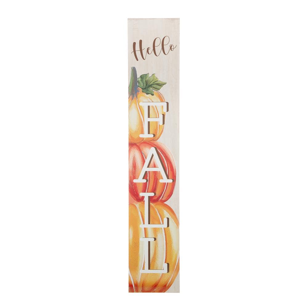 42" Orange and White Wooden Pumpkin Fall Porch Sign