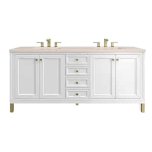 Chicago 72.0 in. W x 23.5 in. D x 34 in. H Bathroom Vanity in Glossy White with Eternal Marfil Quartz Top