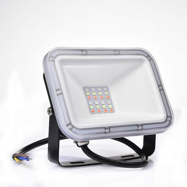 TYCOLIT 10-Watt 120-Degree Black Integrated LED Outdoor RGB Flood Light with Memory Function