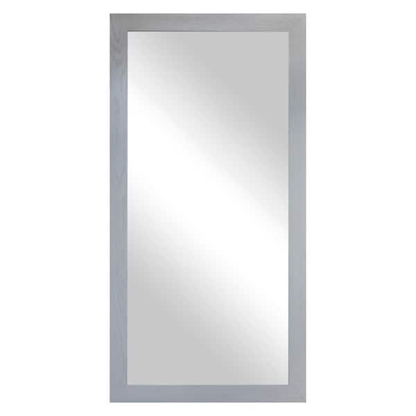 Large Tall (33 in. W x 80 in. H) Wooden Grey Rectangle Wall Mirror