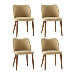 Eliseo Tan Modern Upholstered Dining Chair with Solid Wood Tapered Legs Set of 4
