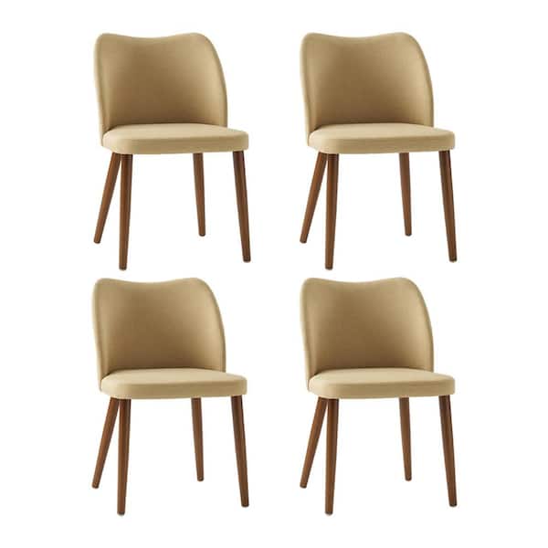 JAYDEN CREATION Eliseo Tan Modern Upholstered Dining Chair with Solid Wood Tapered Legs Set of 4