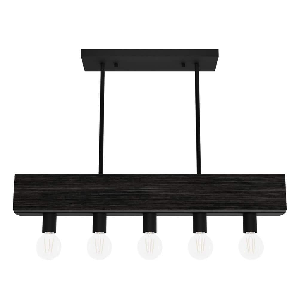 Black Iron and Ash 5-Light Linear Chandelier