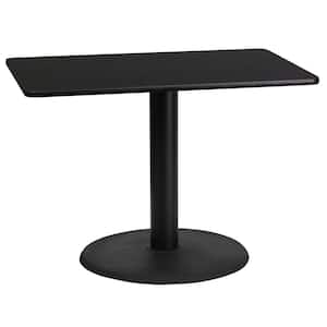 24 in. x 42 in. Rectangular Black Laminate Table Top with 24 in. Round Table Height Base