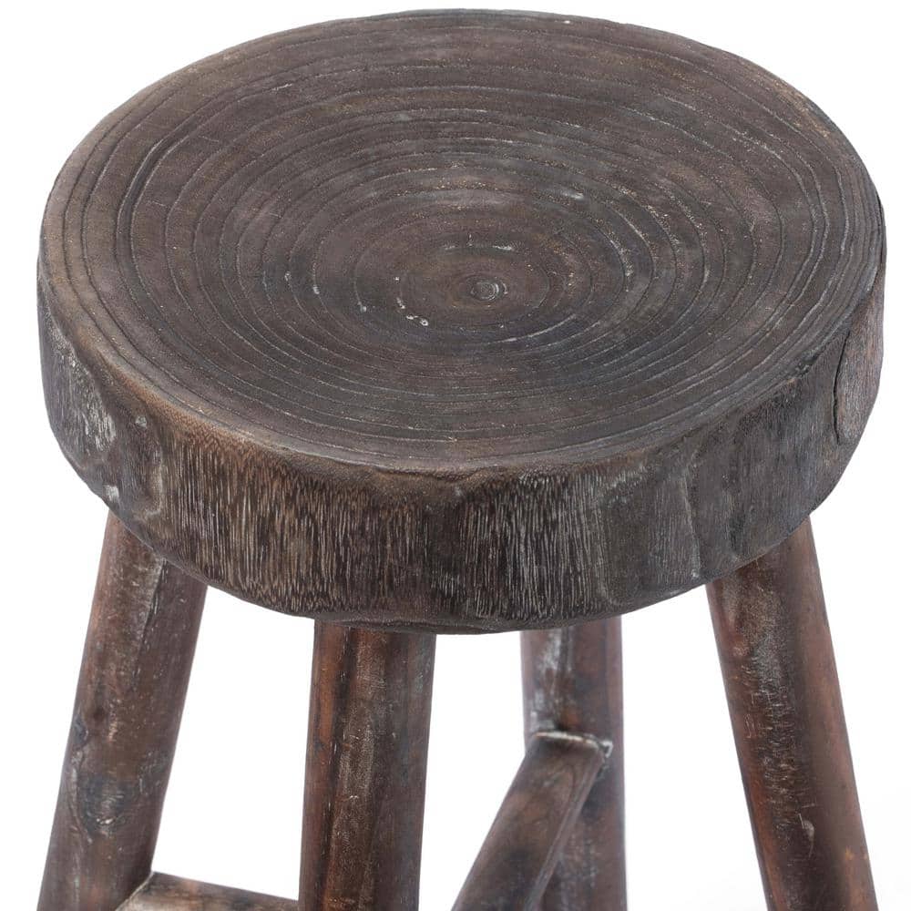 Rustic Brown Wooden Log Cabin Stools Set of 2