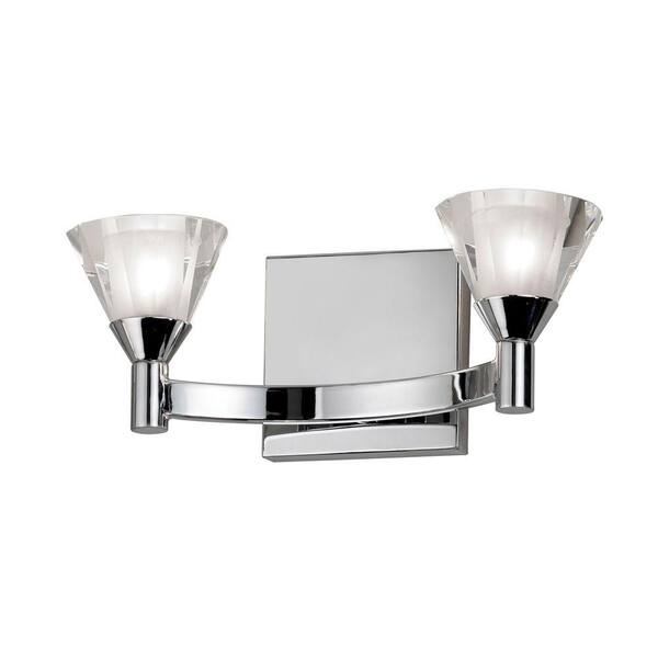 Filament Design Catherine 2-Light Polished Chrome Halogen Vanity Light with Crystal Shades