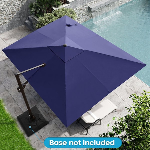 Crestlive Products 9 ft. x 11.5 ft. Outdoor Rectangular 360° Rotation Cantilever Tilt Patio Umbrella in Navy