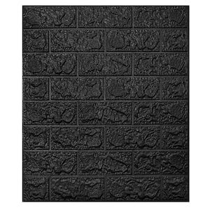 30 Pcs Peel and Stick 3D Brick Wallpaper in Black, Faux Foam Brick Wall Panels for Bedroom, Living Room(43.5Sq.Ft/Pack)