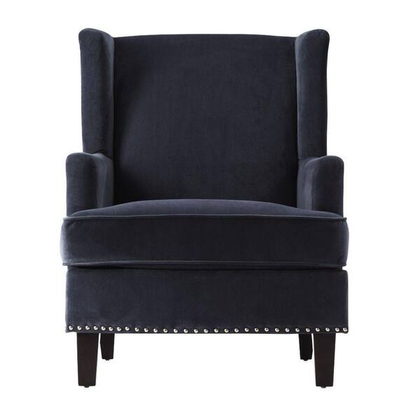 Unbranded Vincent Navy Fabric Wing Back Arm Chair