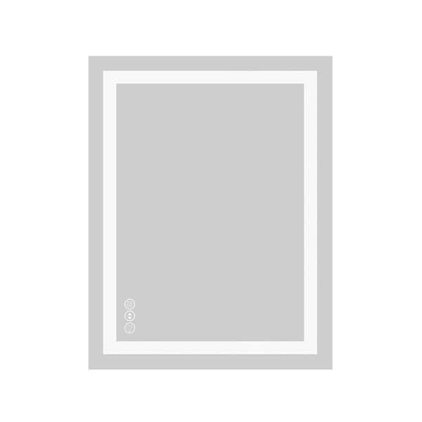 Seafuloy 28 in. W x 36 in. H Rectangle LED Bathroom Vanity Mirror with 3 Color Lights Adjustable Anti-Fog,Tempered Glass