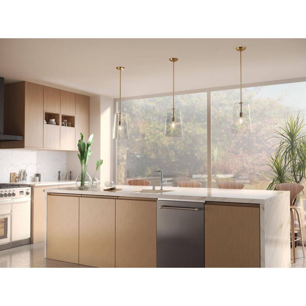 Clarion Satin Brass and Glass Pendant Light