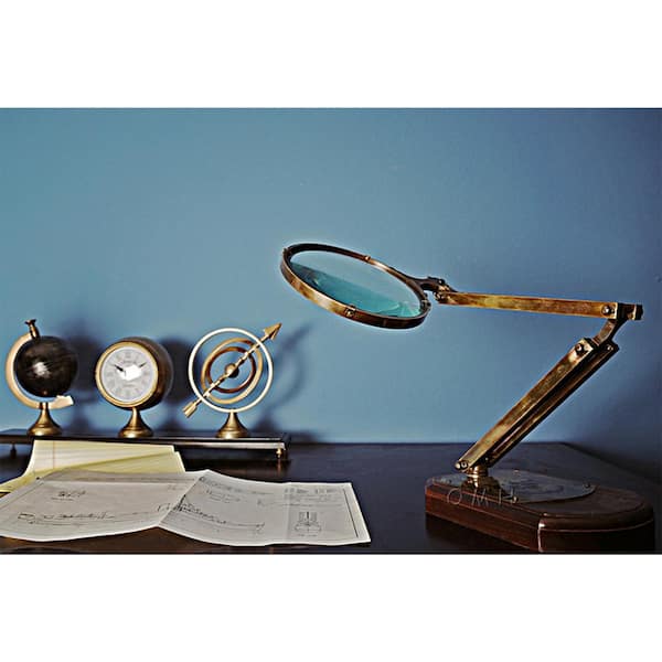 Hands Free Magnifier Magnifying Glass w/ Bronzed Wood Stand