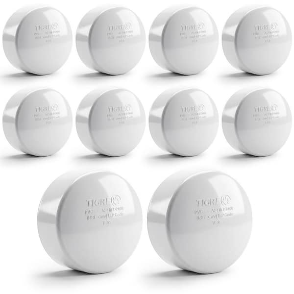 3 in. White Rigid PVC DWV Cap, Hub Connection End Cap Fitting for Drain, Waste and Vent Systems (10-Pack)