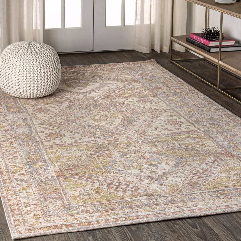3'x5' Darija Medallion Synthetic Area Rug, Stain-Resistant Gray