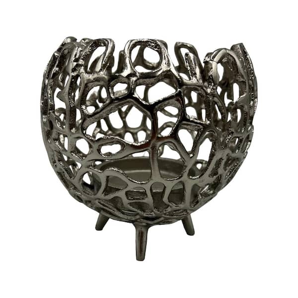 Silver 6 in. x 6 in. Aluminum Votive Metal Candle Holder