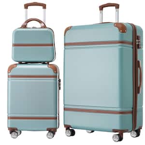 Green Lightweight 3-Piece Expandable ABS Hardshell Spinner 20" + 28" Luggage Set with Cosmetic Case, 3-digital TSA Lock