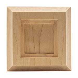 3/4 in. x 3-3/4 in. x 3-3/4 in. Unfinished American Hard Maple Wood Plain Square Applique & Onlay Moulding (4-Pack)