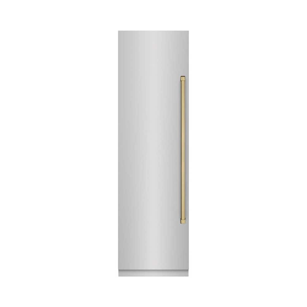 24 in. 12.4 cu. ft. Upright Column Freezer in Stainless Steel with Graphite Gray Interior and Champagne Bronze Accents