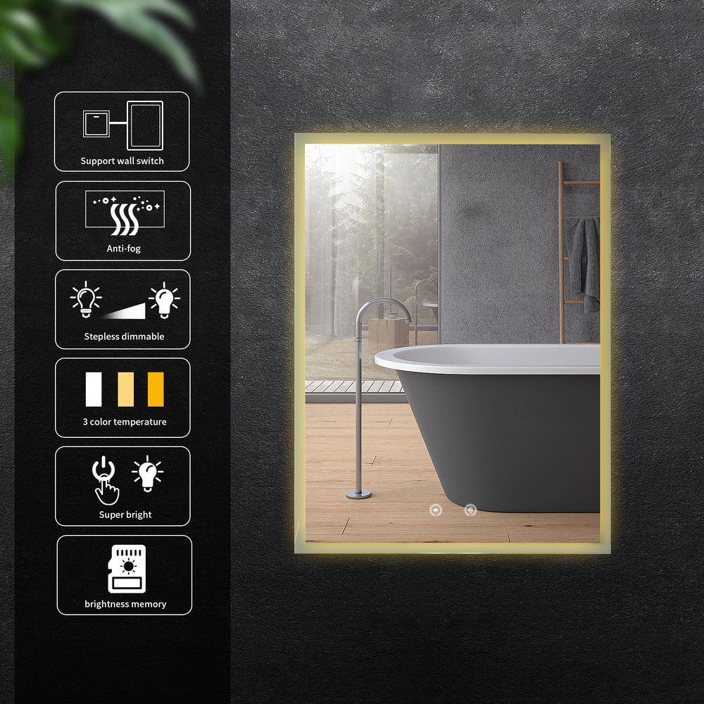 32" x 24" Polished Crystal Frameless LED Bathroom Vanity Mirror