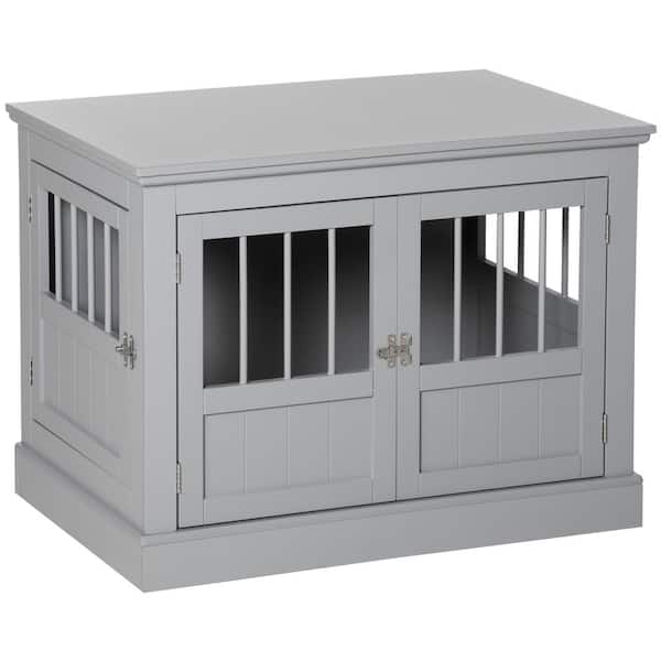 PawHut Furniture-Style Dog Crate End Table with Large Entrance and French Doors - Small