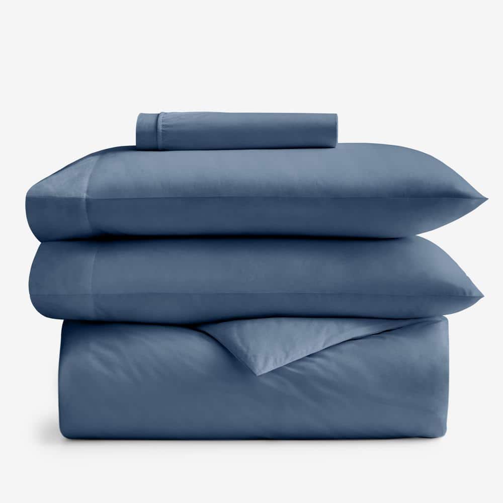 Company Cotton Slate Blue Cotton Percale Twin Duvet Cover & Sheet Bundle price history on PriceWatchPro