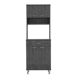23.6 in. W x 13.7 in. D x 66.5 in. H 2 Double Door Smokey Gray Linen Cabinet with 2-Interior Shelves and 1 Drawer