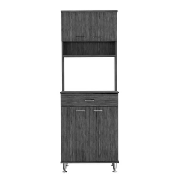 Unbranded 23.6 in. W x 13.7 in. D x 66.5 in. H 2 Double Door Smokey Gray Linen Cabinet with 2-Interior Shelves and 1 Drawer