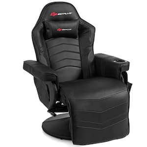 Faux Leather Ergonomic Massage Gaming Recliner Reclining Racing Chair Swivel in Black