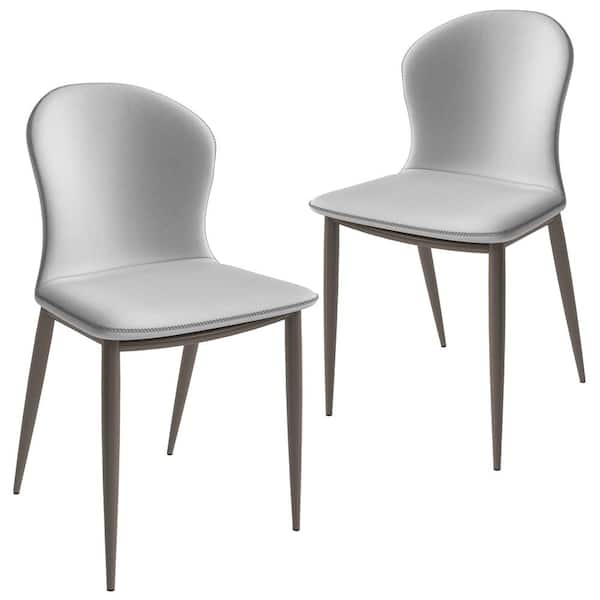 Leisuremod Upholstered Dining Chair in Fabric with Iron Legs Mosaic Collection Set of 2 (Coconut White)