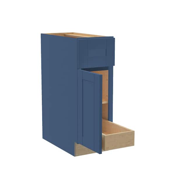 Home Decorators Collection Washington Vessel Blue Plywood Shaker Assembled Base Kitchen Cabinet FH 1 ROT Sft Cls Left 12 in W x 24 in D x 34.5 in H