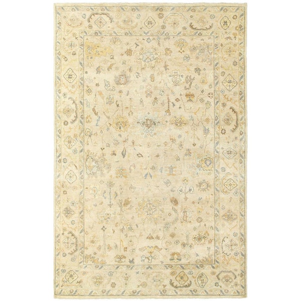 8 ft. x 10 ft. Beige, Gray Oriental Washable Area Rug