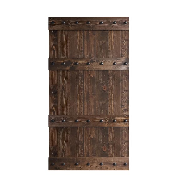 COAST SEQUOIA INC Castle Series 42 in. x 84 in. Kona Coffee DIY Knotty Pine Wood Sliding Barn Door Slab