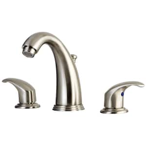 Legacy 8 in. Widespread 2-Handle Bathroom Faucets with Plastic Pop-Up in Brushed Nickel